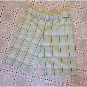 Izod XFG Golf Tennis Active Shorts Women's 10 Mint Green & Peach Plaid
